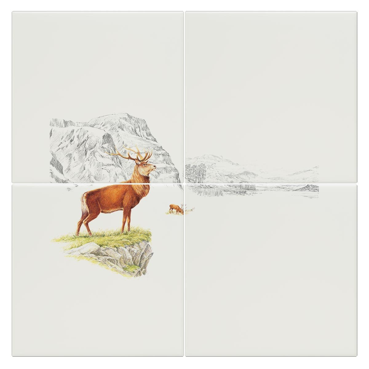 Stag on the Moor Tile - Countryman John