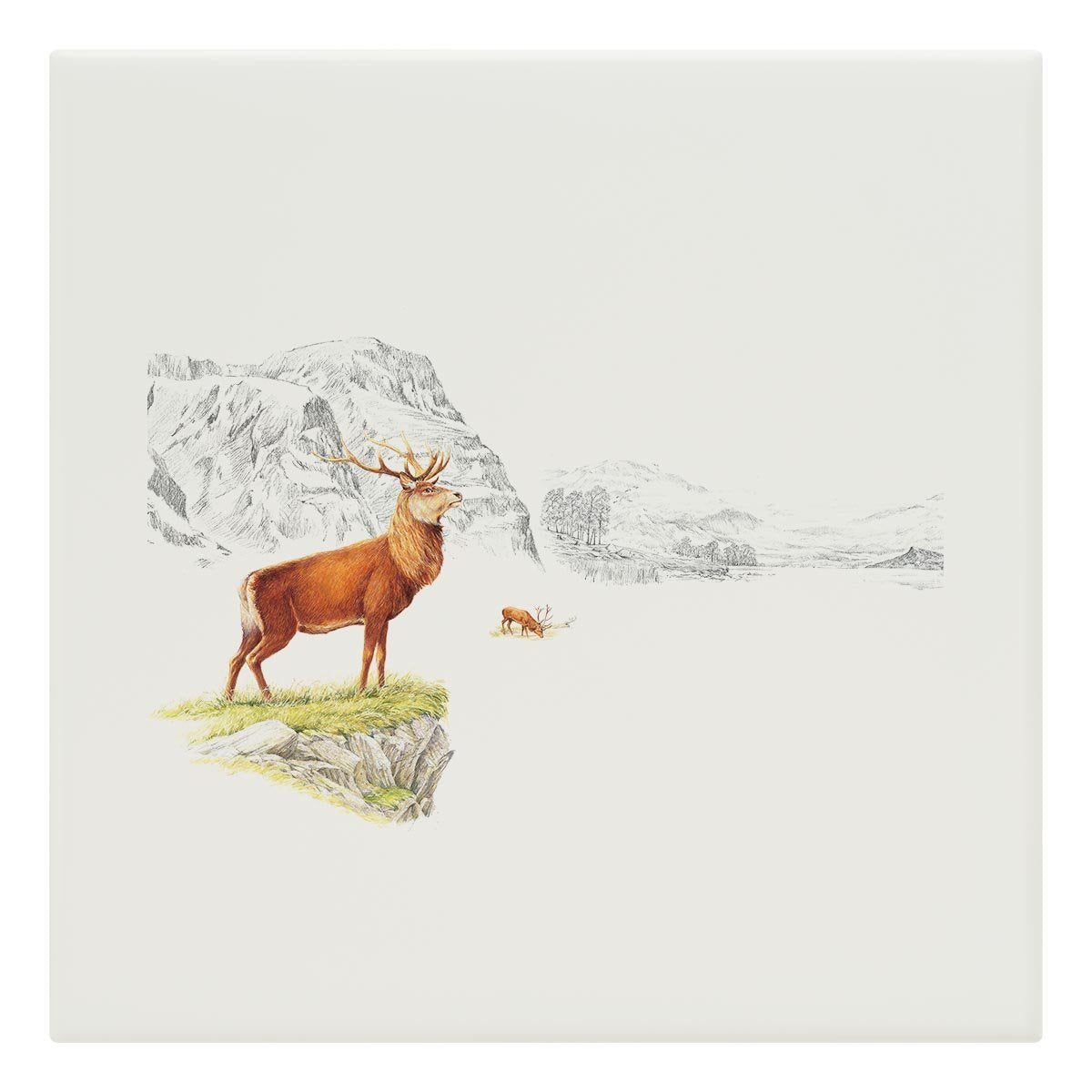 Stag on the Moor Tile - Countryman John