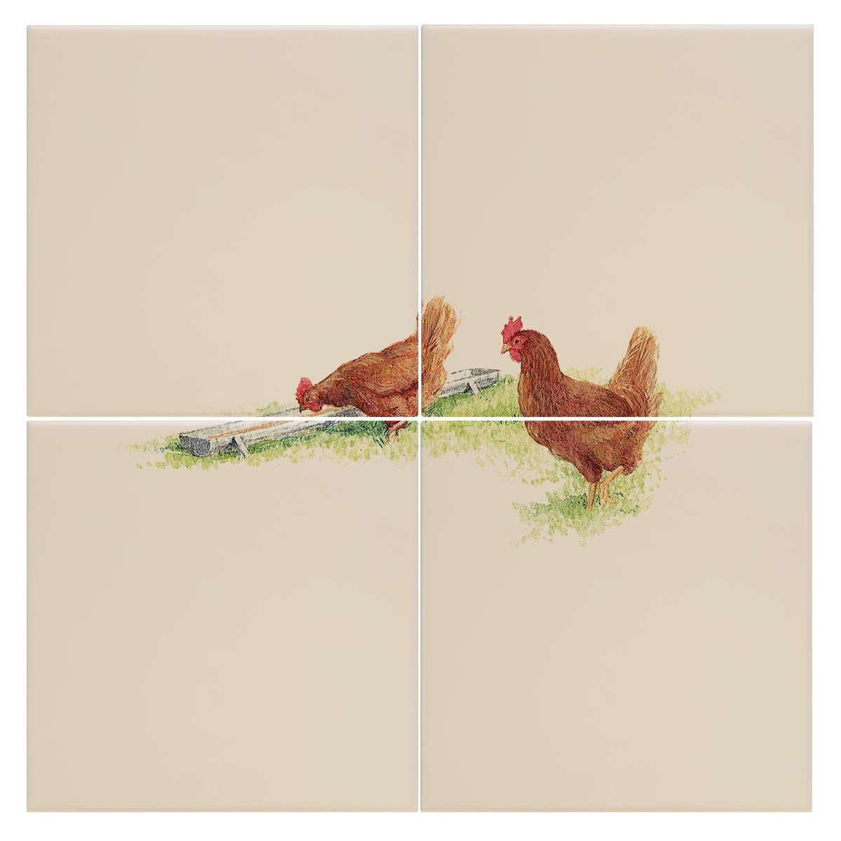 Drinking Hens Tile - Countryman John