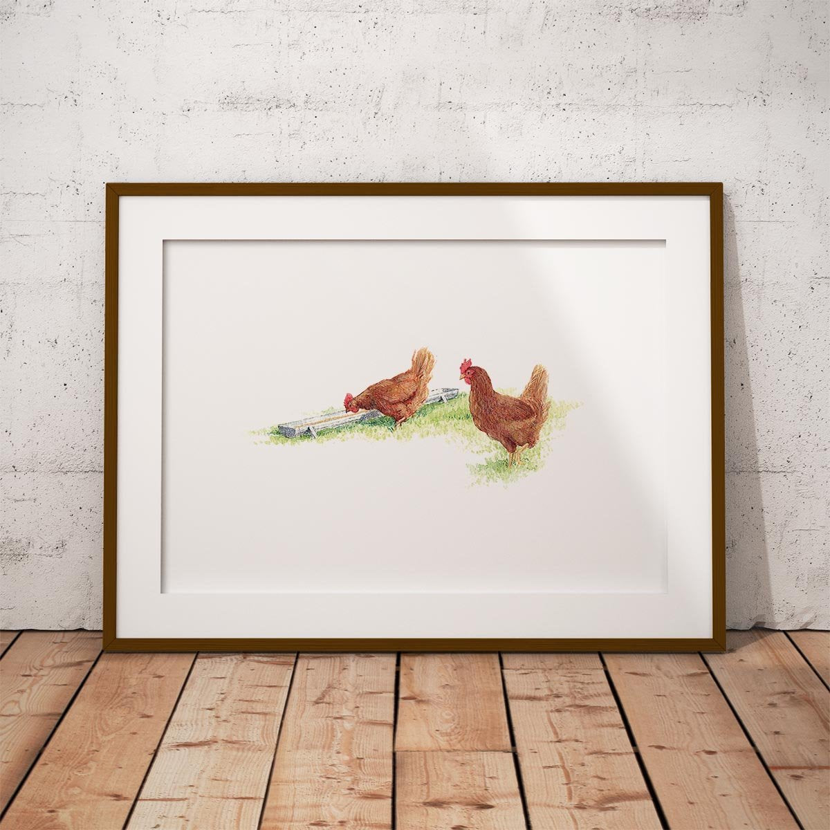 Drinking Hens Wall Art Print - Countryman John