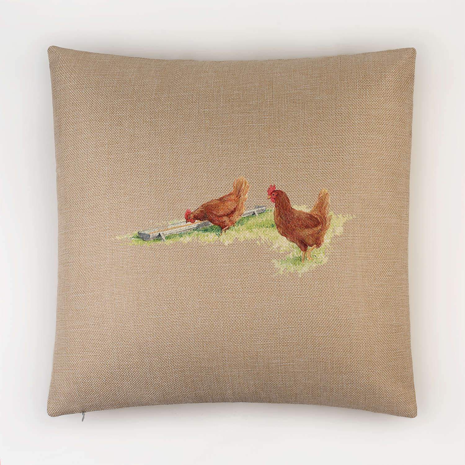 Drinking Hens Cushion - Countryman John