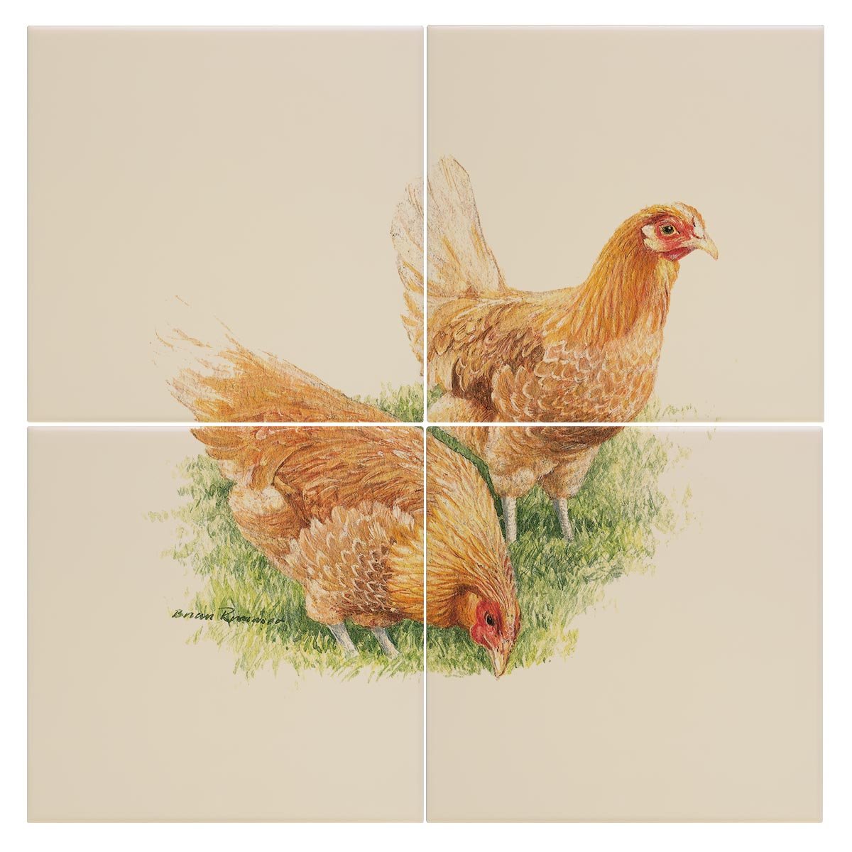 Feeding Hens Tile - Countryman John