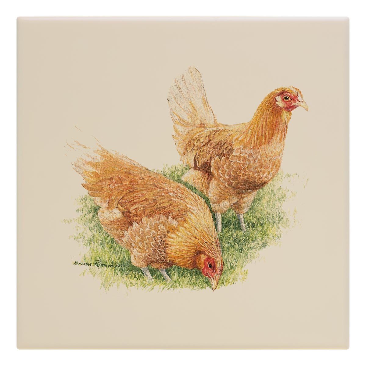 Feeding Hens Tile - Countryman John