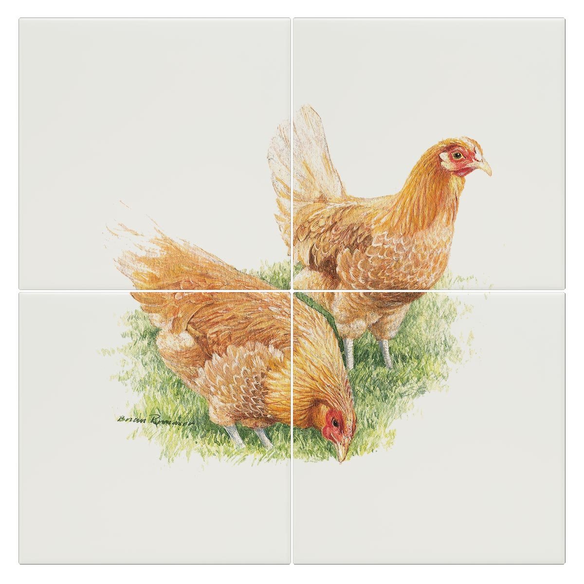 Feeding Hens Tile - Countryman John