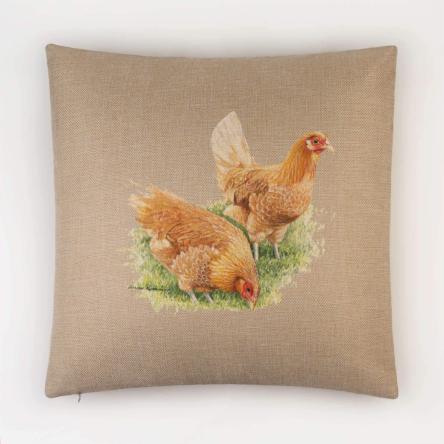 Feeding Hens Cushion - Countryman John