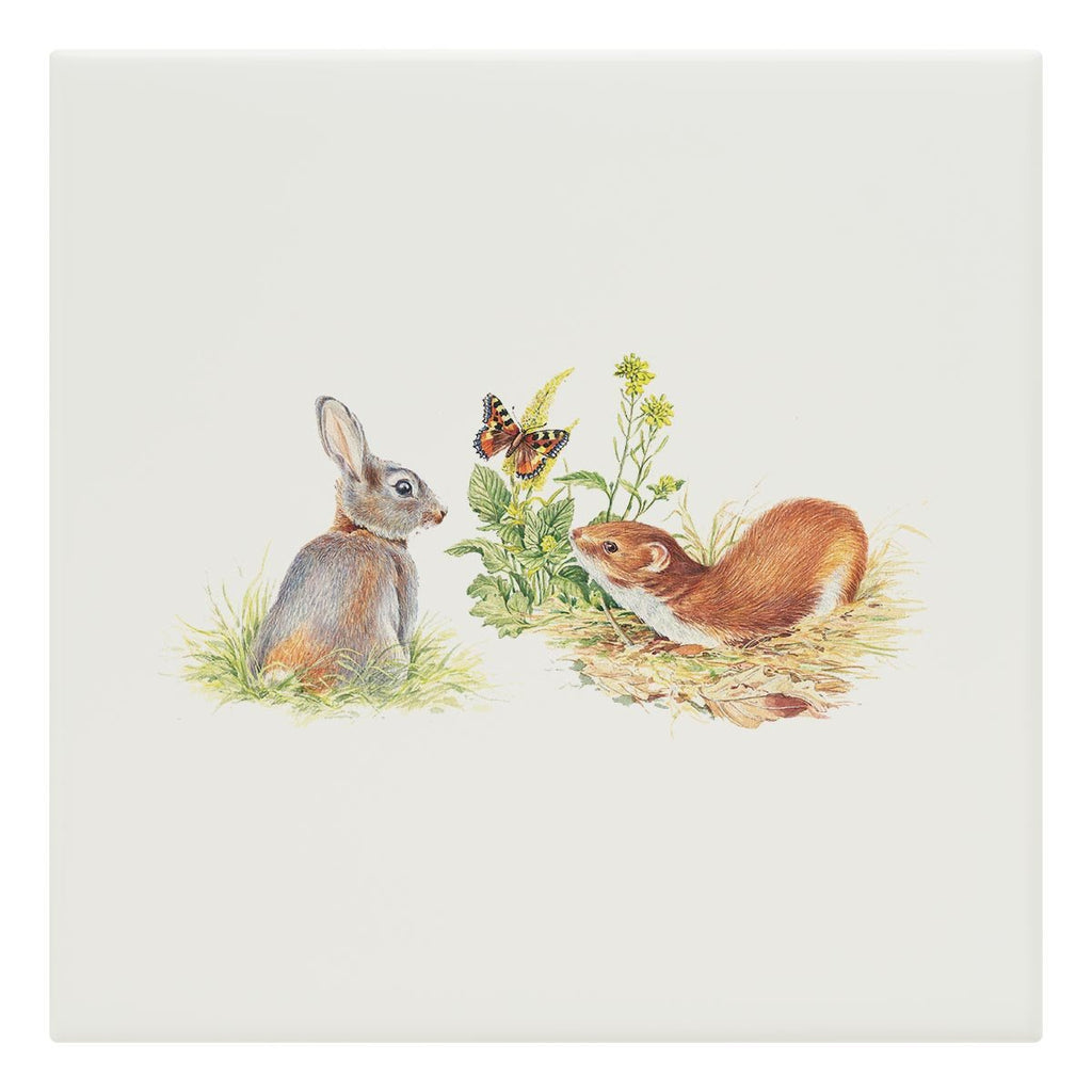 Rabbit and Stoat Tile - Countryman John