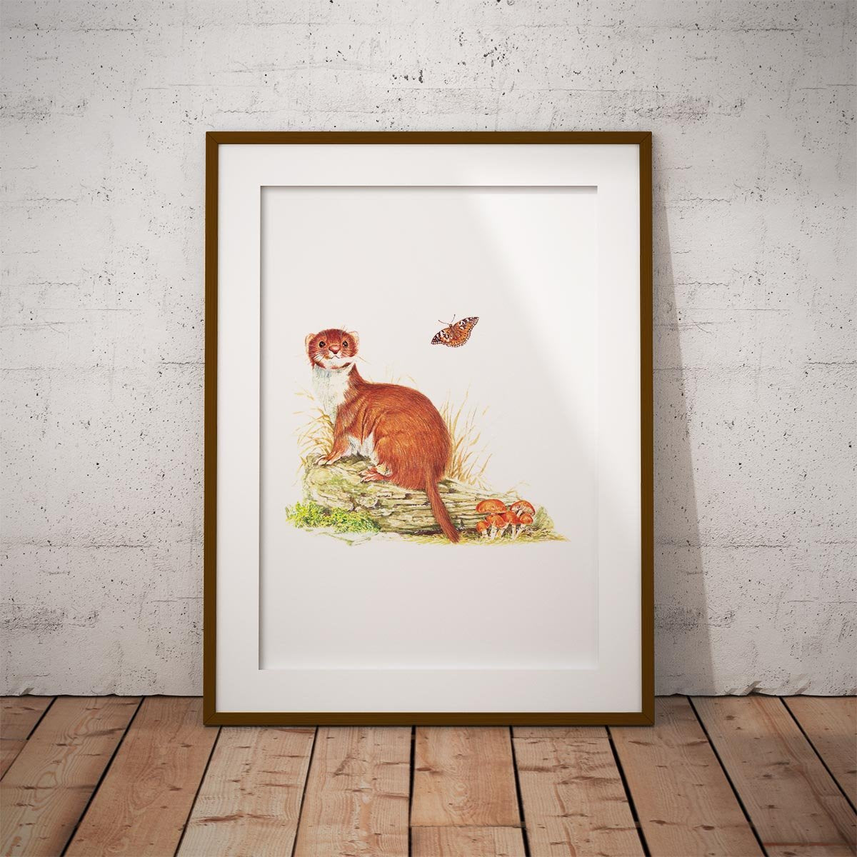 Stoat on Log Wall Art Print - Countryman John