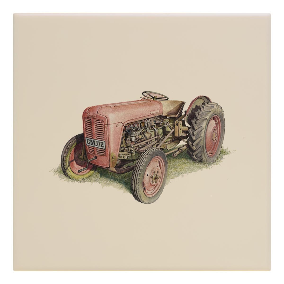 Red Fergusson Tractor Tile - Countryman John