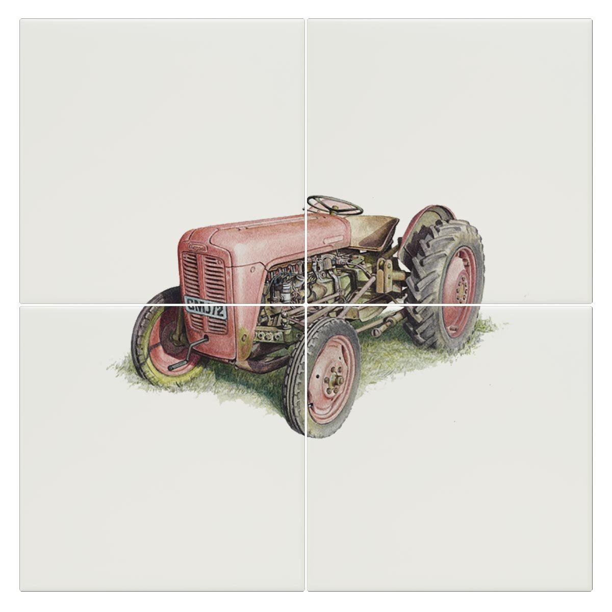 Red Fergusson Tractor Tile - Countryman John