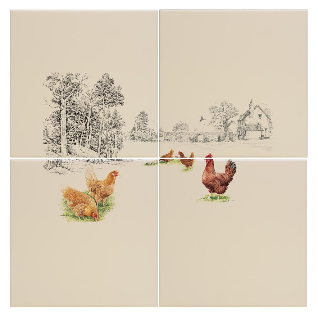 Chickens at the Bottom of the Garden Tile - Countryman John