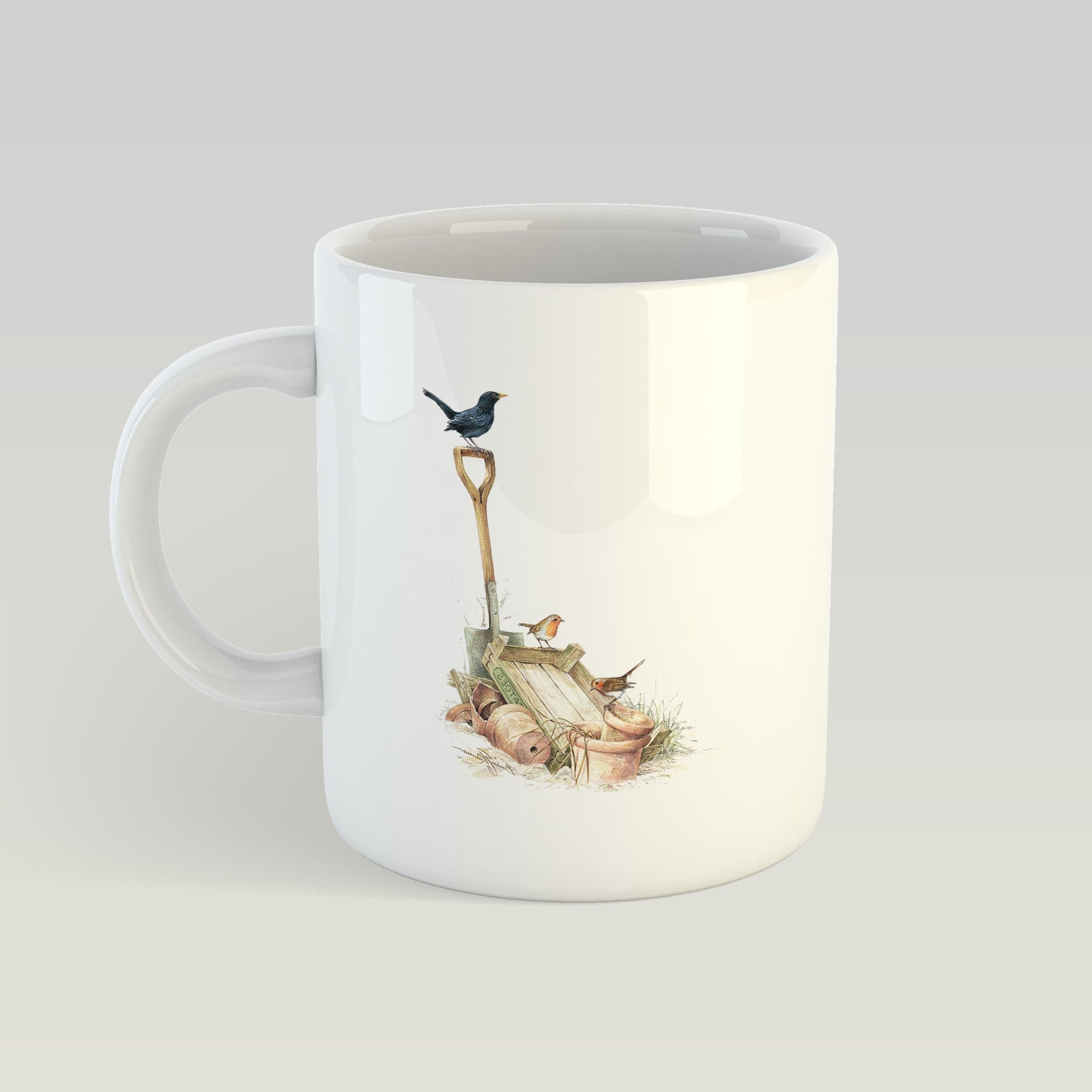 Blackbird and Robins Mug - Countryman John