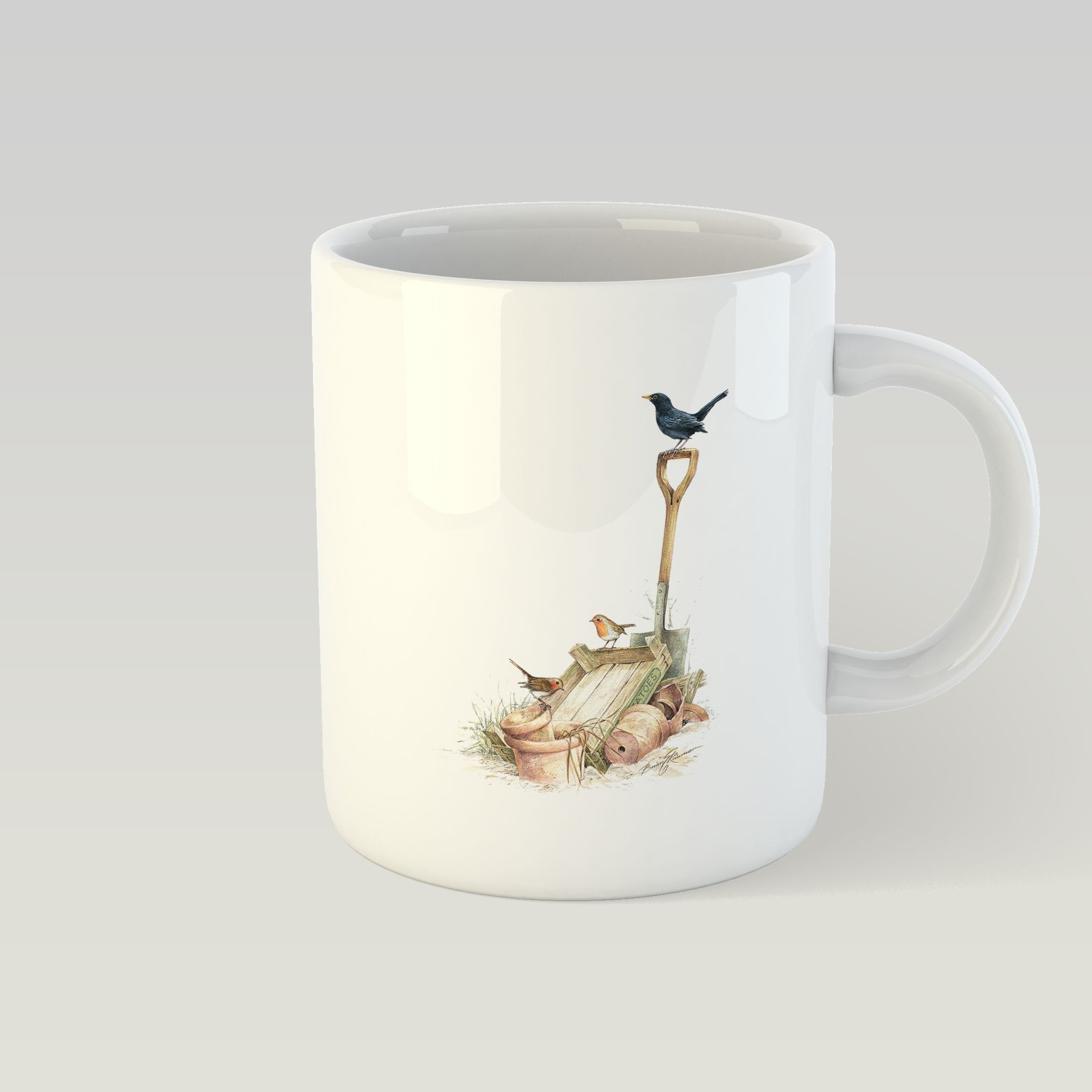 Blackbird and Robins Mug - Countryman John