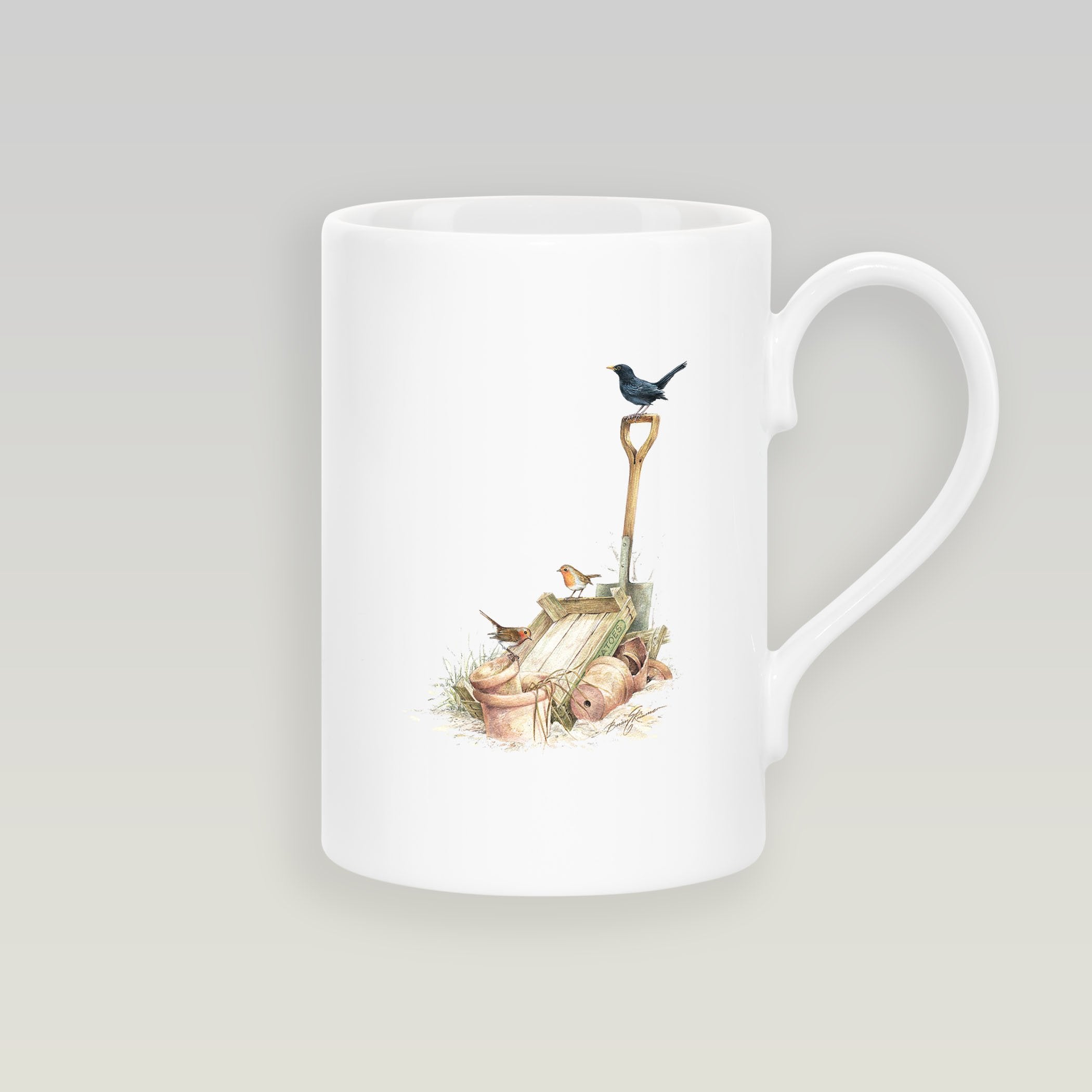 Blackbird and Robins Slim Mug - Countryman John