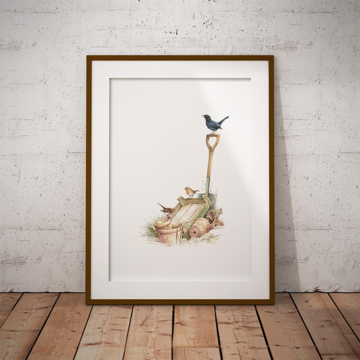 Blackbird and Robins Wall Art Print - Countryman John