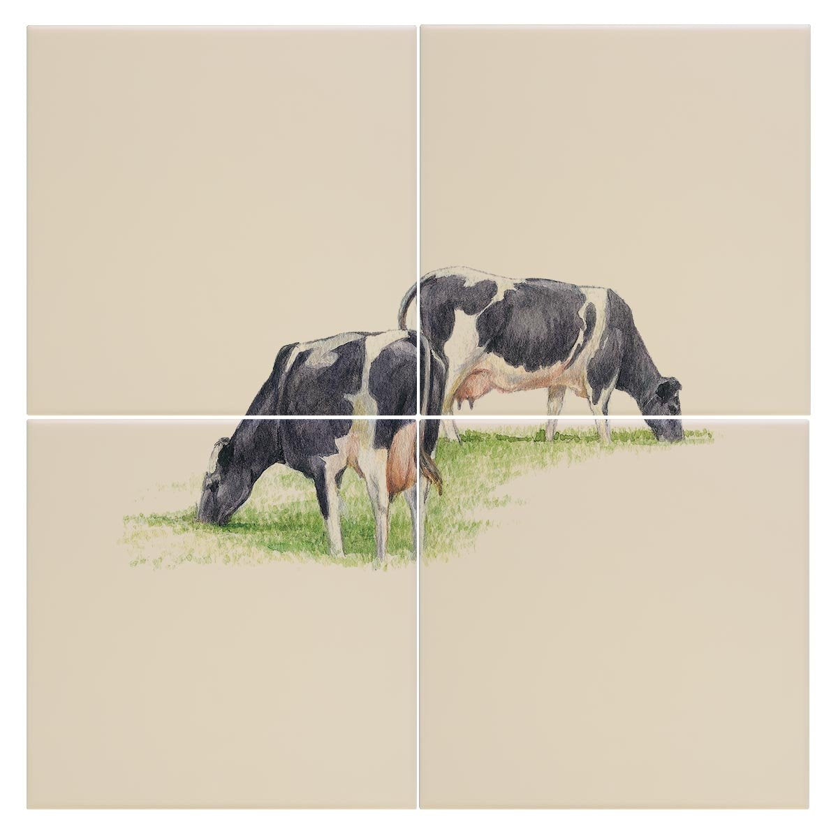 Fresian Cows Feeding Tile - Countryman John