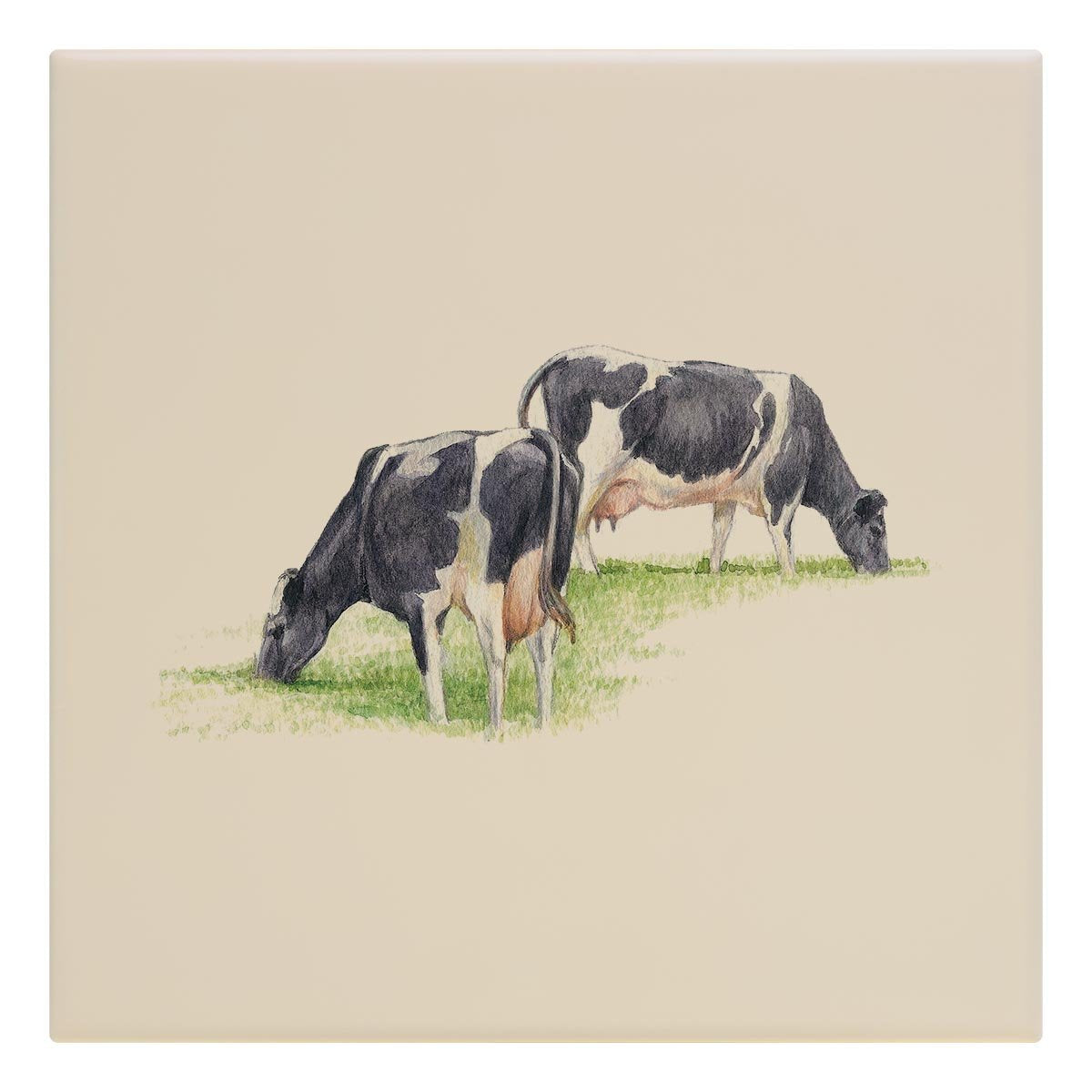 Fresian Cows Feeding Tile - Countryman John