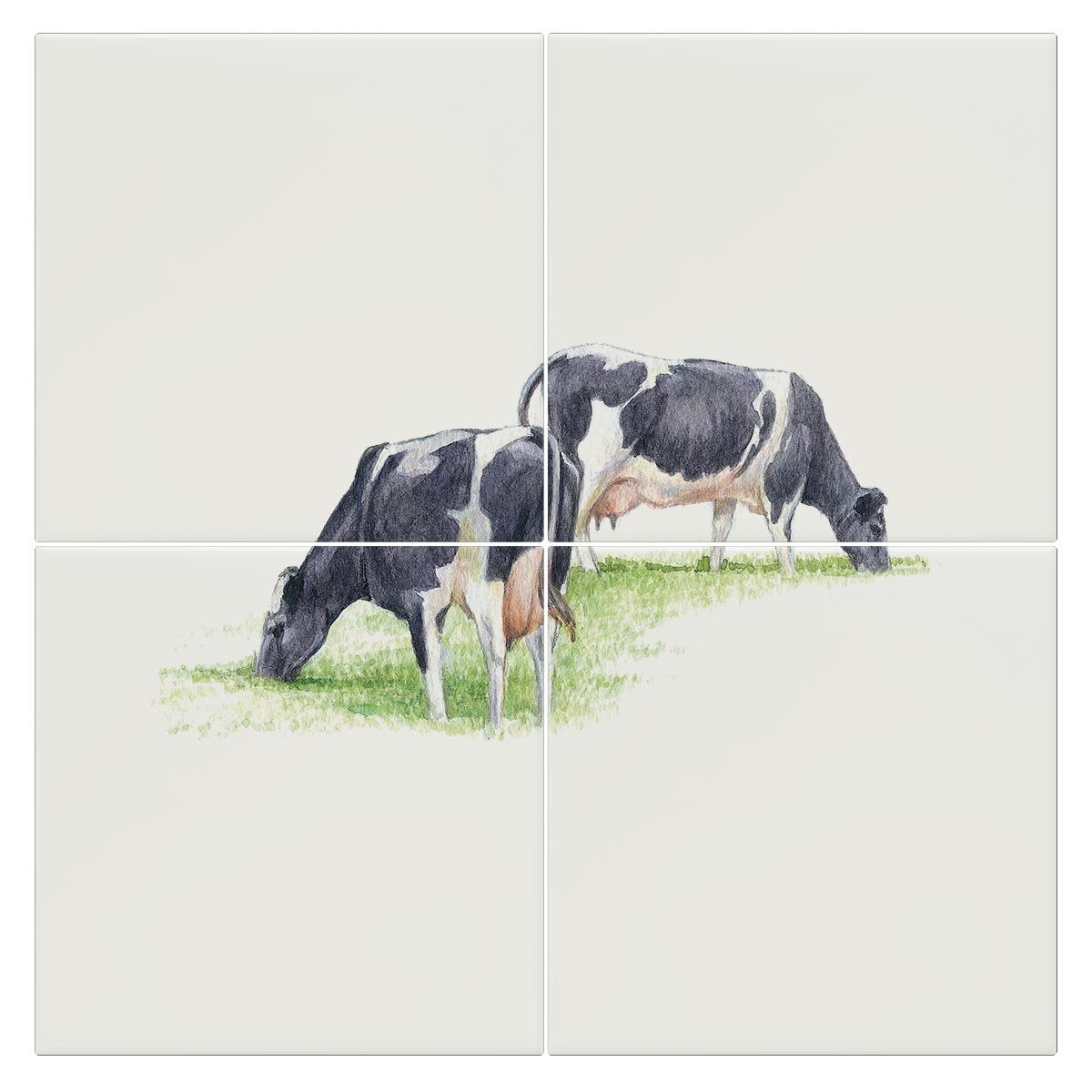 Fresian Cows Feeding Tile - Countryman John