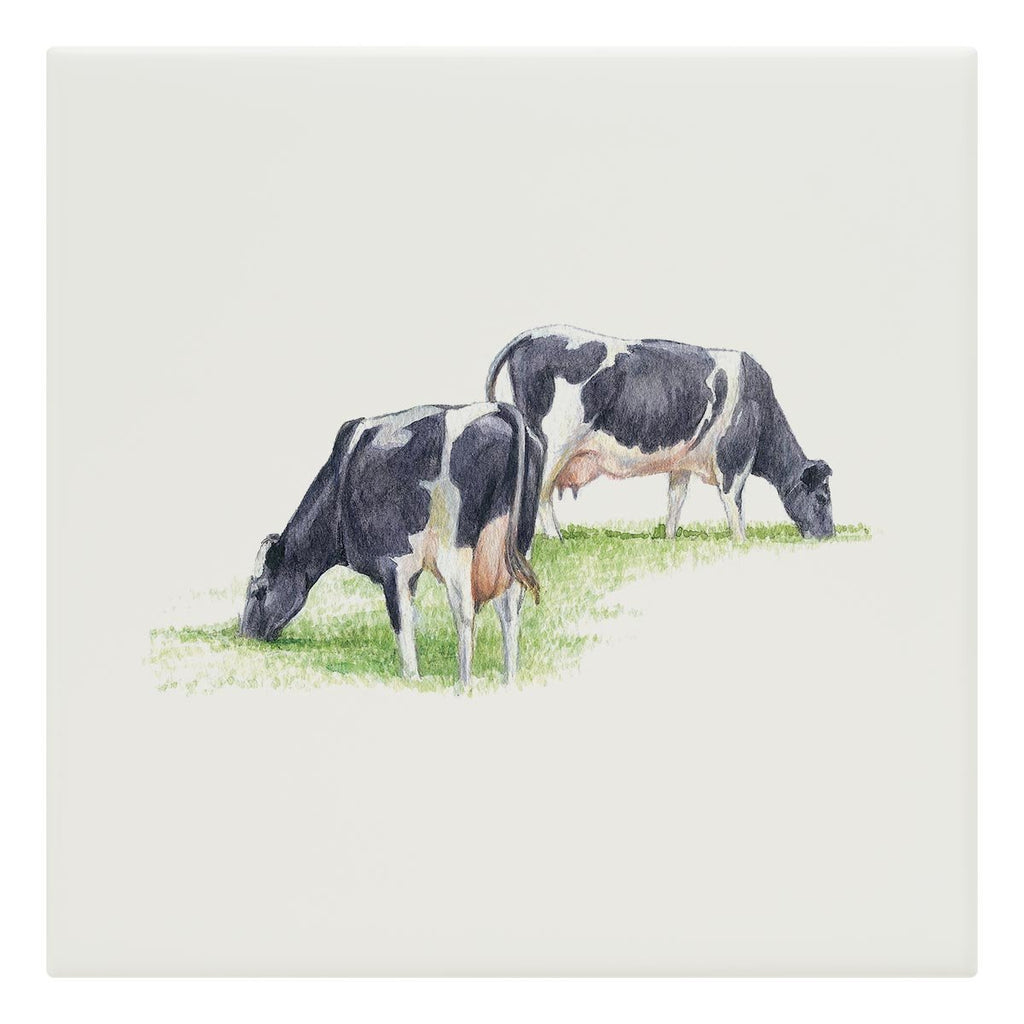 Fresian Cows Feeding Tile - Countryman John