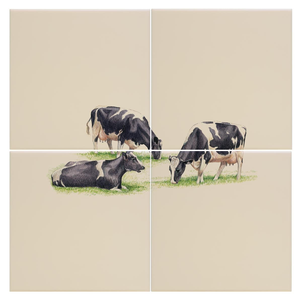 Three Fresian Cows Tile - Countryman John