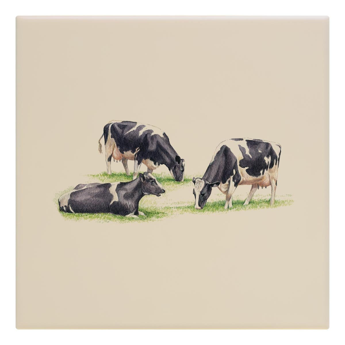 Three Fresian Cows Tile - Countryman John