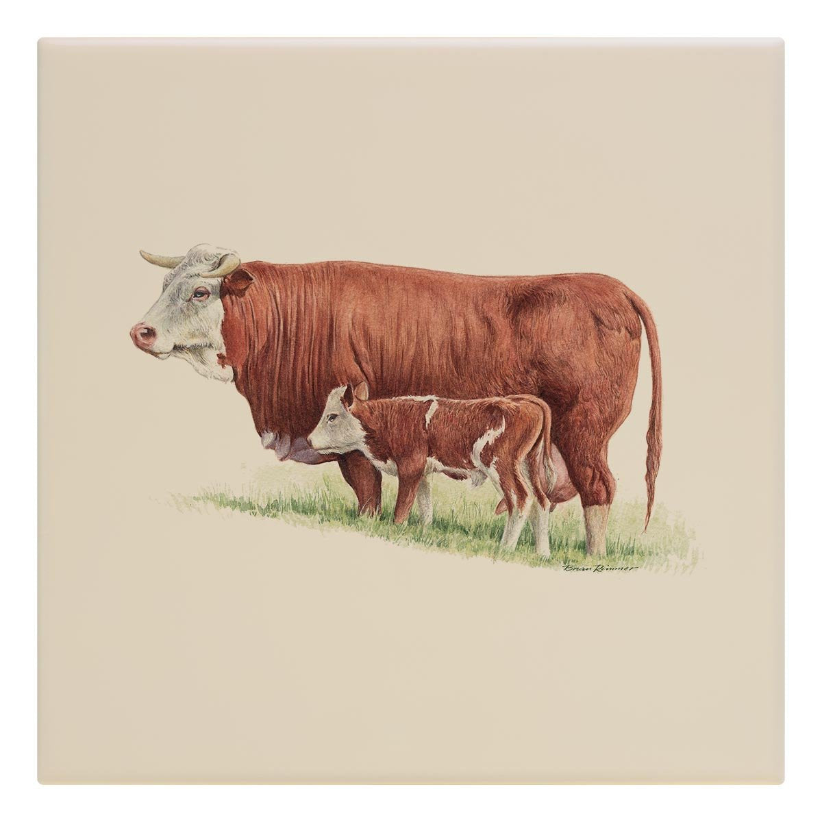 Cow and Calf Tile - Countryman John