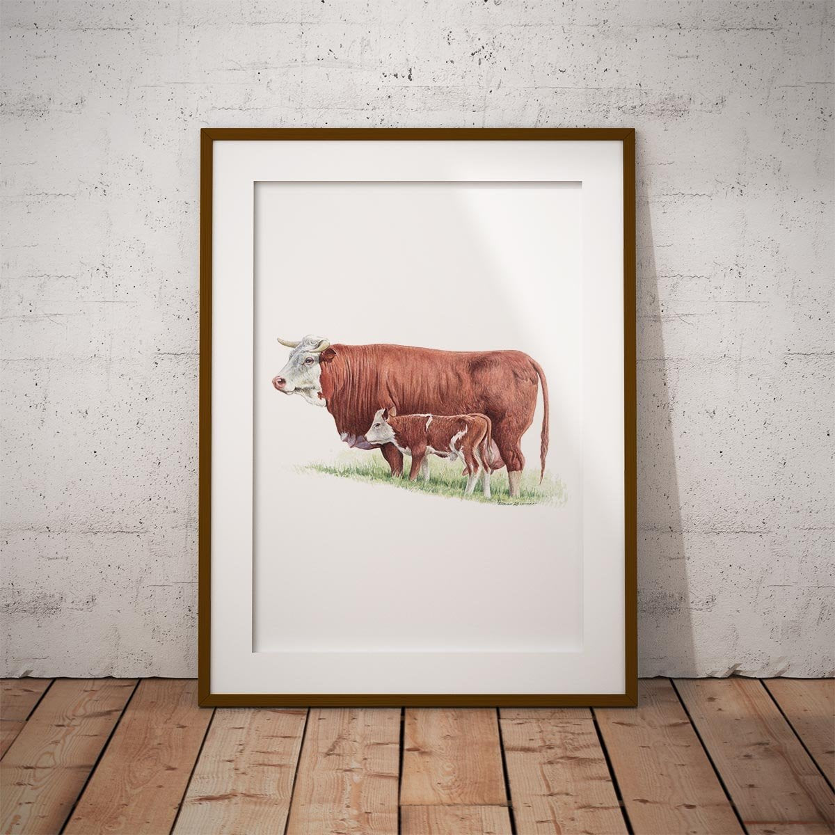 Cow and Calf Wall Art Print - Countryman John