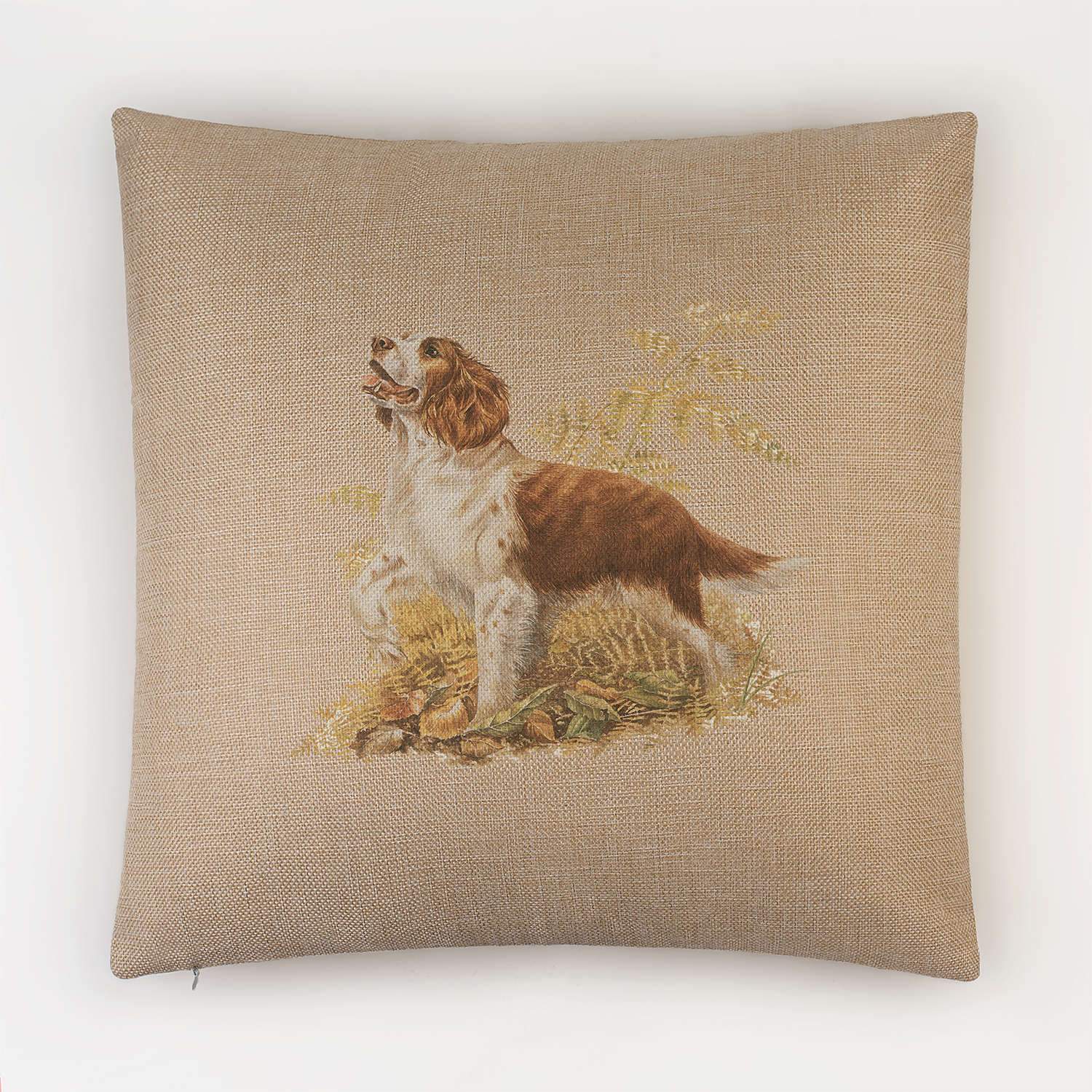 Brown and White Springer Spaniel Cushion - Countryman John