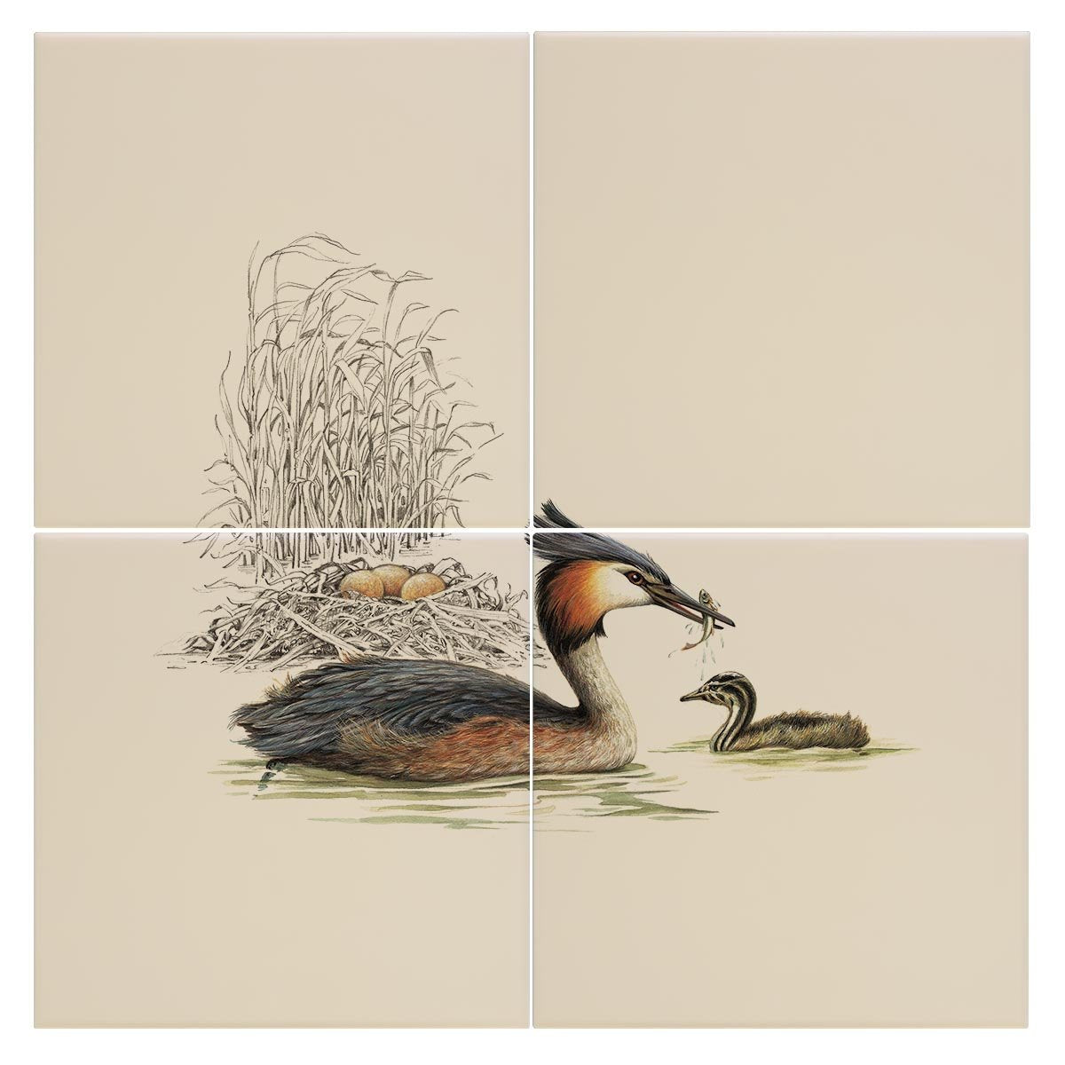 Grebe and Nest Tile - Countryman John